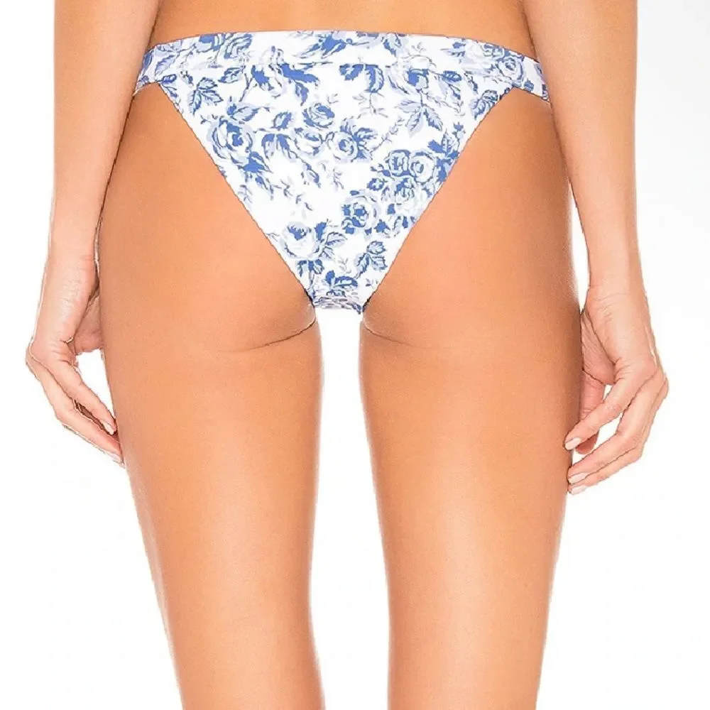 Lovers + Friends TAKE ME AWAY BOTTOM Blue Floral print Bikini separate Revolve M